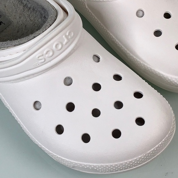 CROCS classic white Lined Dual Comfort clogs unisex size 10 women 8 men EUC - Picture 11 of 12